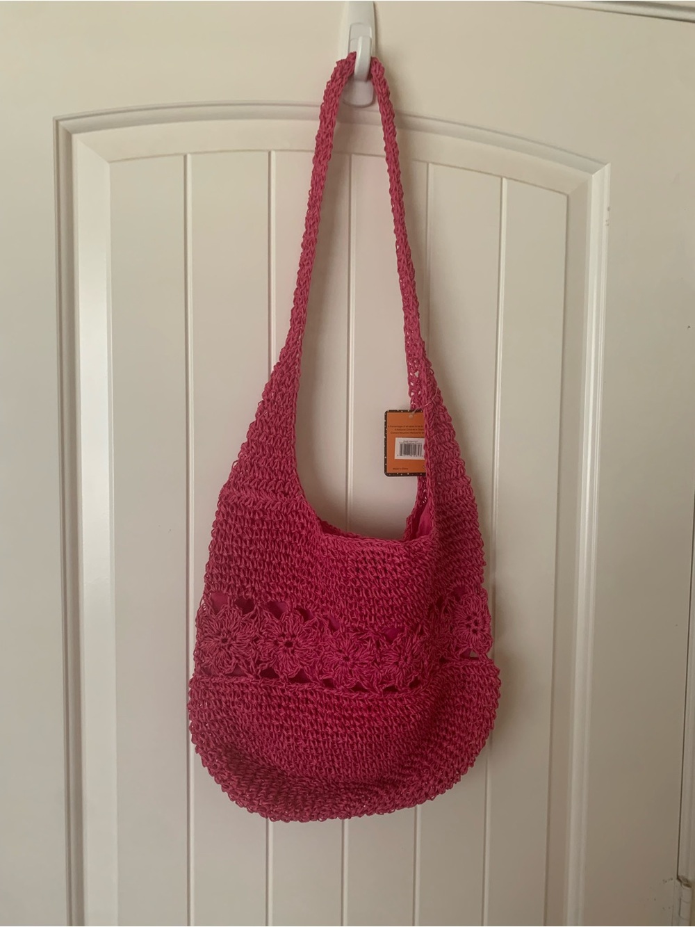 Pink Crochet Shoulder Market Bag